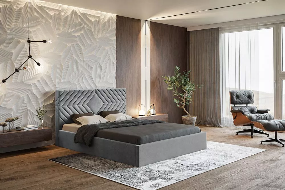 Gulta Gold 2 standard ar stelāžu Guļamvietas platums: 140 cm, Guļamvietas garums: 200 cm, stelāžas tips: koka, · Pelēks 
