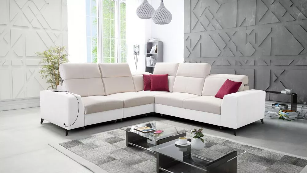 Dīvāns Belutti 3 Mix Standard · Krēma + balts · 288 × 288 × 84 cm