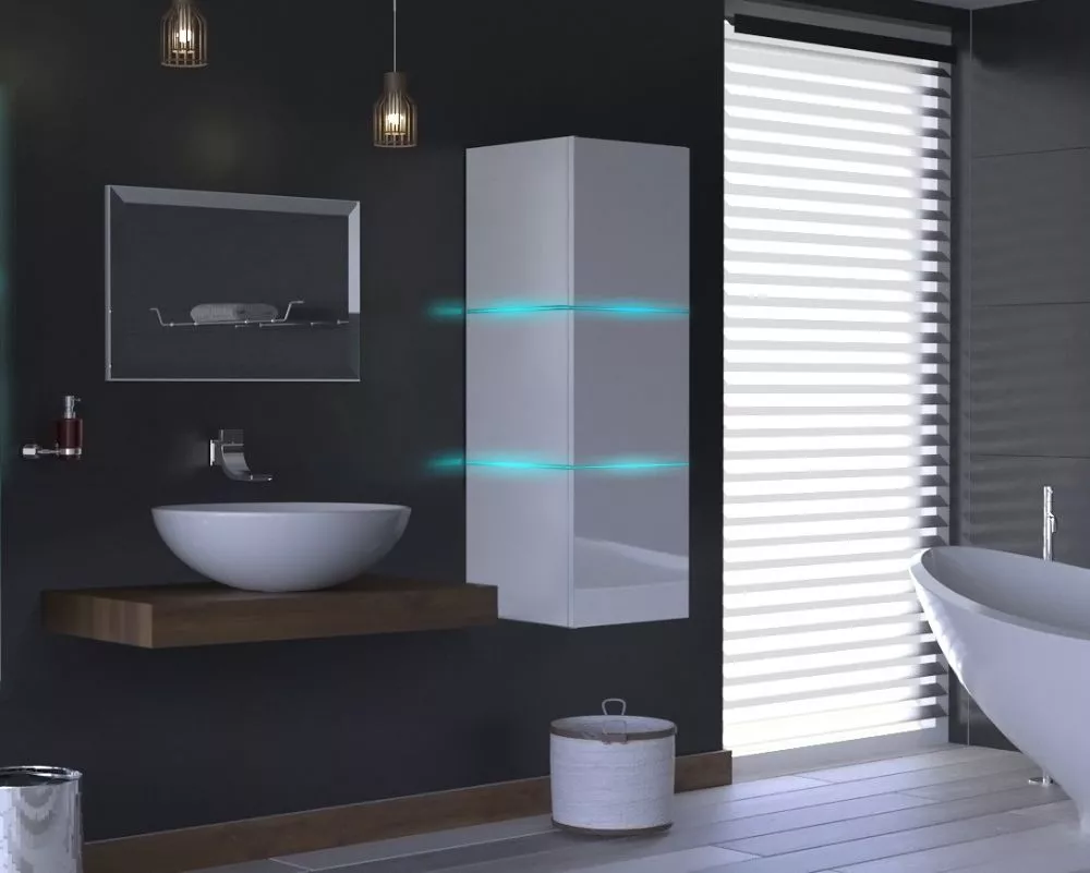Vannas istabas komplekts Alius 15 gloss ar LED · Balts · 110 × 35 cm