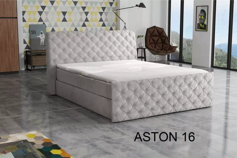 Gulta Grey Boxspring Standard Guļamvietas platums: 160 cm, Guļamvietas garums: 200 cm, · Gaiši pelēks · 182 × 203 × 110 