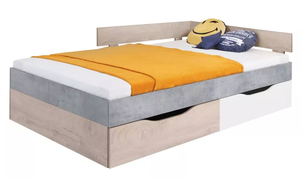 Gulta Sigma SI16 (120x200) ar stelāžu Guļamvietas platums: 120 cm, Guļamvietas garums: 200 cm, · Betons + balts + ozols 