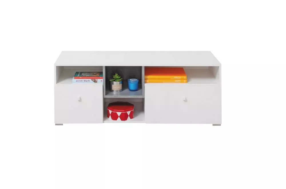 TV tumba Sigma SI9 · Balts + betons · 120 × 45 × 45 cm