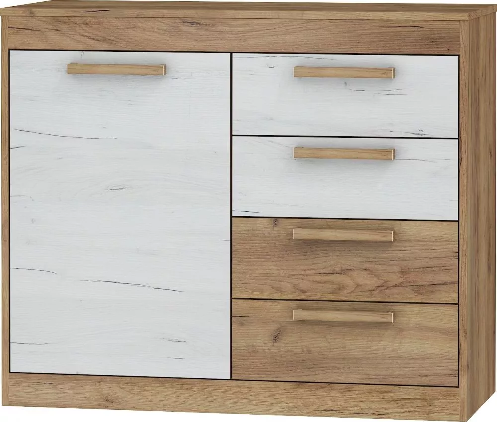 Kumode Maximus MXS 07 · Zelts ozols + balts ozols · 100 × 41.4 × 84.7 cm