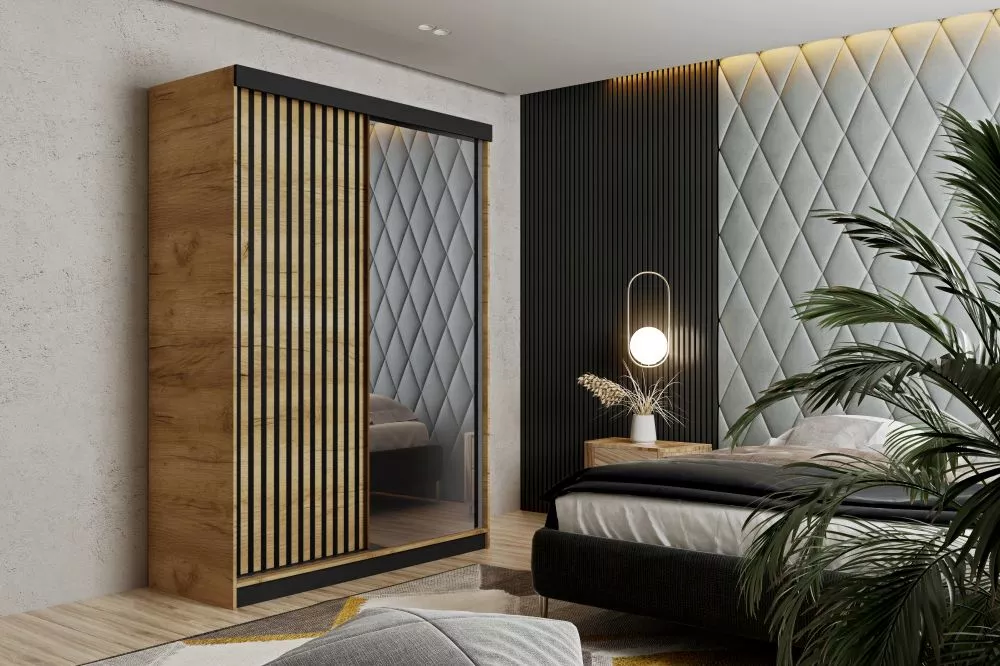 Skapis Malani Loft · Ozols craft zelts · 138 × 60 × 205 cm