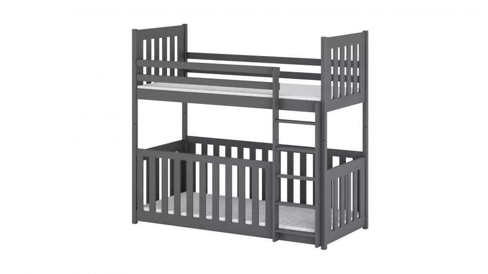 Bērnu gulta Cris ar stelāžām Guļamvietas platums: 80 cm, Guļamvietas garums: 200 cm, · Grafīts · 87 × 208 × 171 cm