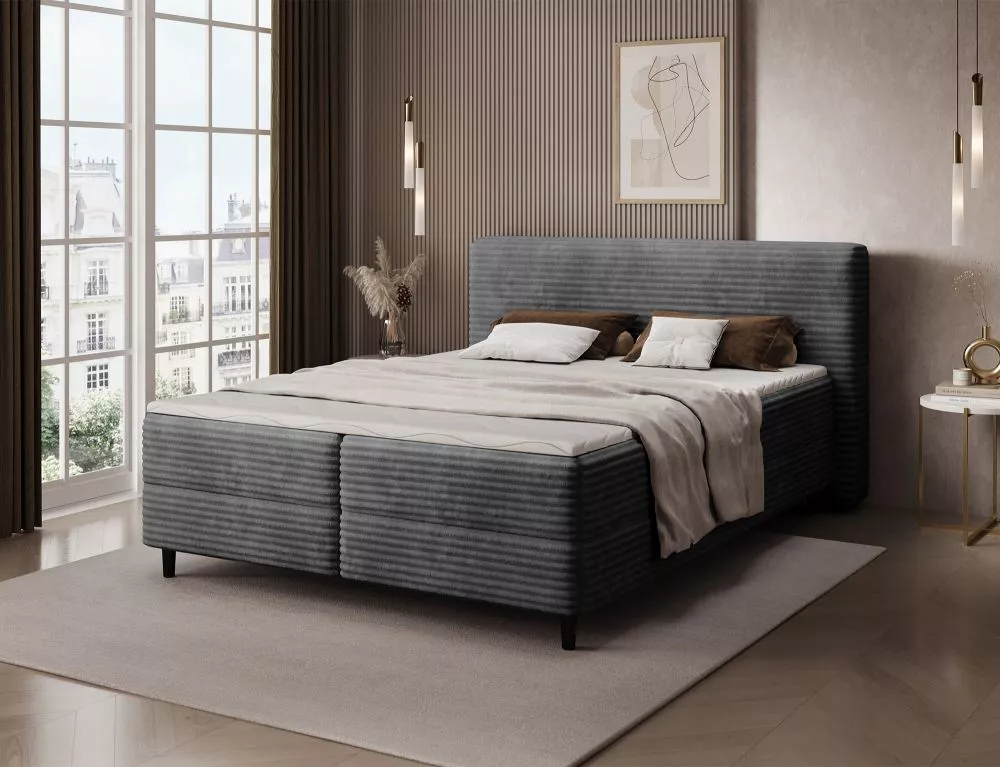 Gulta Cortiko Boxspring Standard Guļamvietas platums: 160 cm, Guļamvietas garums: 200 cm, · Pelēks · 182 × 222 × 102 cm