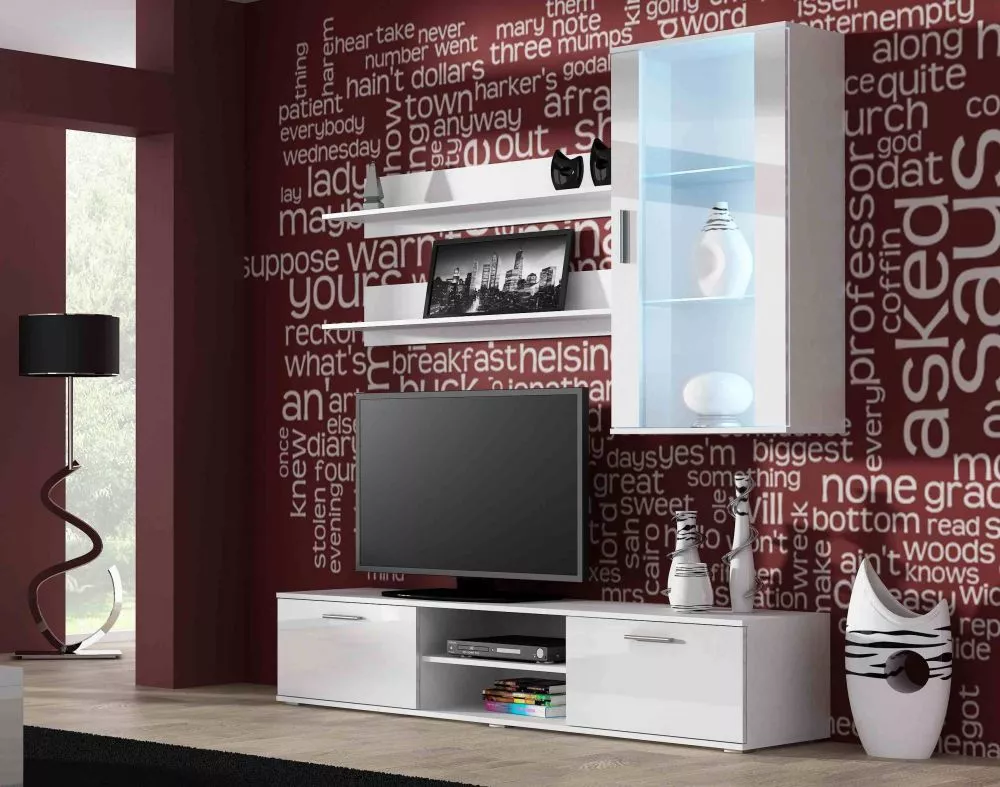 Sekcija Soho 5 ar LED · Balts · 180 × 43 × 190 cm