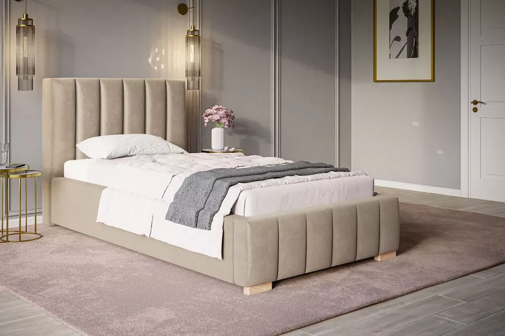 Gulta Bed 1 standard ar stelāžu Guļamvietas platums: 90 cm, Guļamvietas garums: 200 cm, stelāžas tips: koka, · Gaiši brū