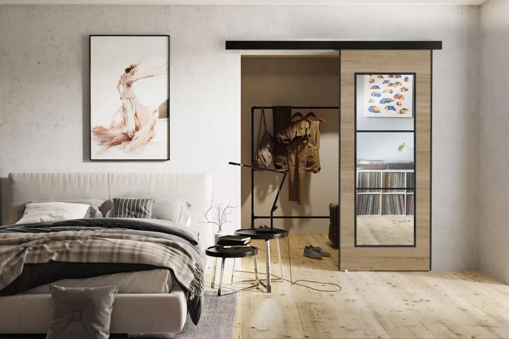 Bīdāmās durvis Tori Mirror · Sonoma · 96 × 205 cm