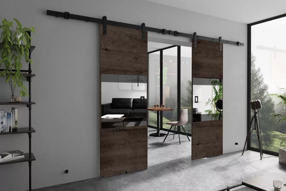 Bīdāmās durvis Mia Loft Duo · Tumšais osis · 172 × 205 cm