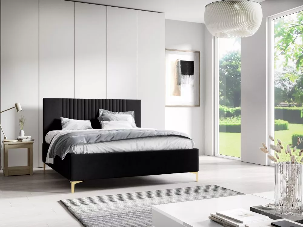 Gulta PK32 ar stelāžu Guļamvietas platums: 140 cm, Guļamvietas garums: 200 cm, stelāžas tips: metāla, · Melns · 148 × 22