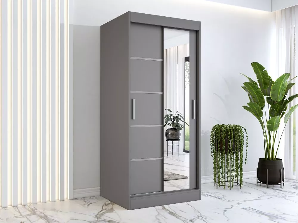 Skapis Pepe Mirror · Antracīts · 90 × 60 × 200 cm