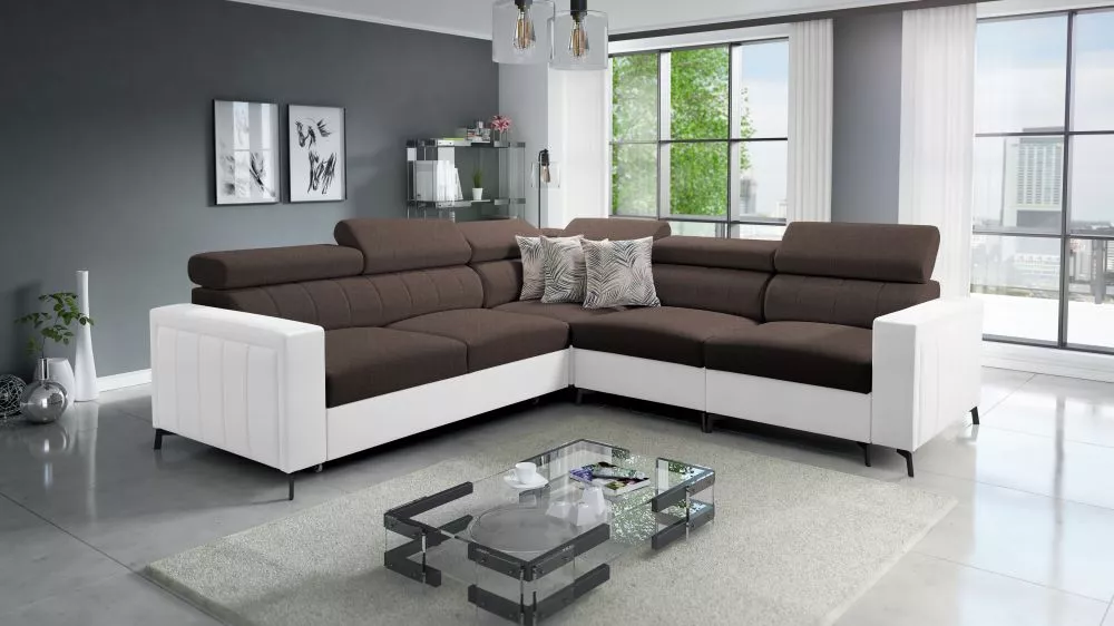 Dīvāns Baltico 4 Standard · Tumši brūns + balts · 275 × 275 × 83 cm