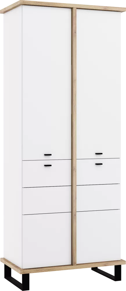 Grāmatu skapis Cross CRO-01 Korpusa krāsa: balts, Elementu krāsa: ozols kraft zelts, · 80 × 45 × 195 cm
