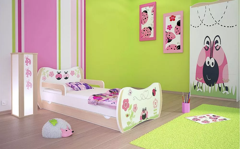 Bērnu gulta Dream L06 180x90 DM08 ar stelāžu Guļamvietas platums: 90 cm, Guļamvietas garums: 180 cm, · 114 × 184 × 71 cm