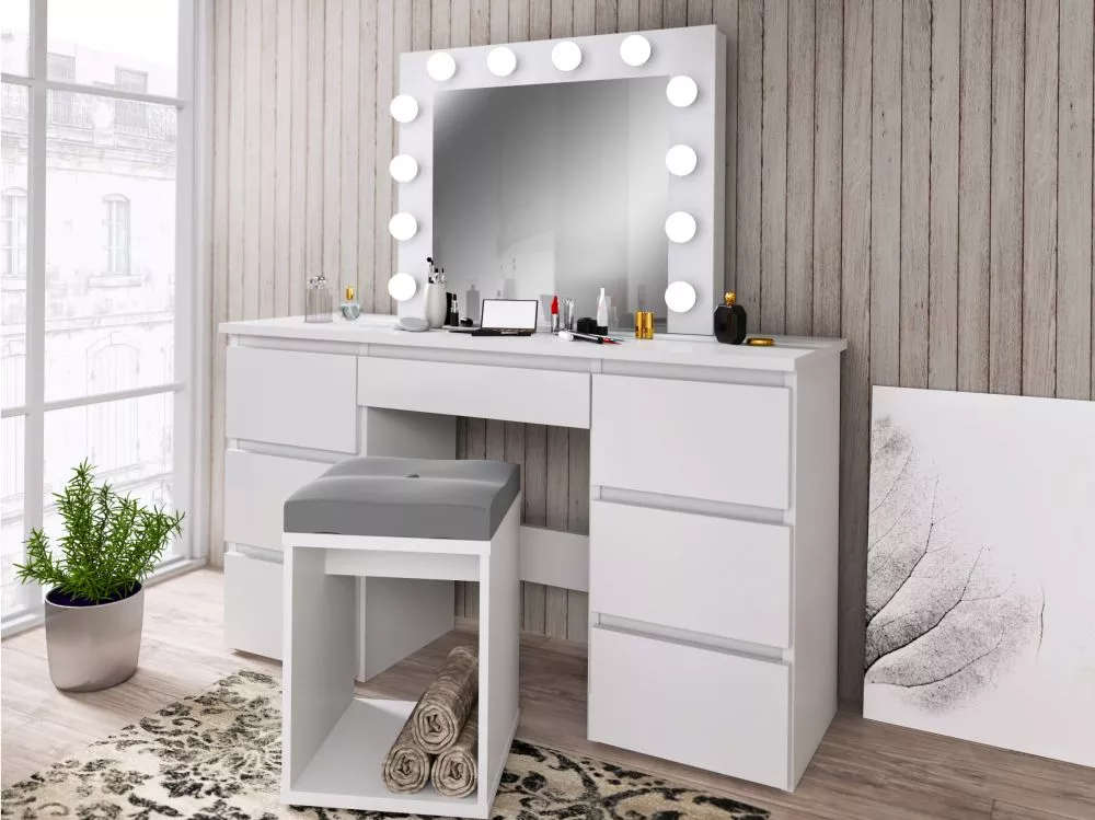 Kosmētikas galds Beta 4 12 LED · Balts · 120 × 140 × 45 cm
