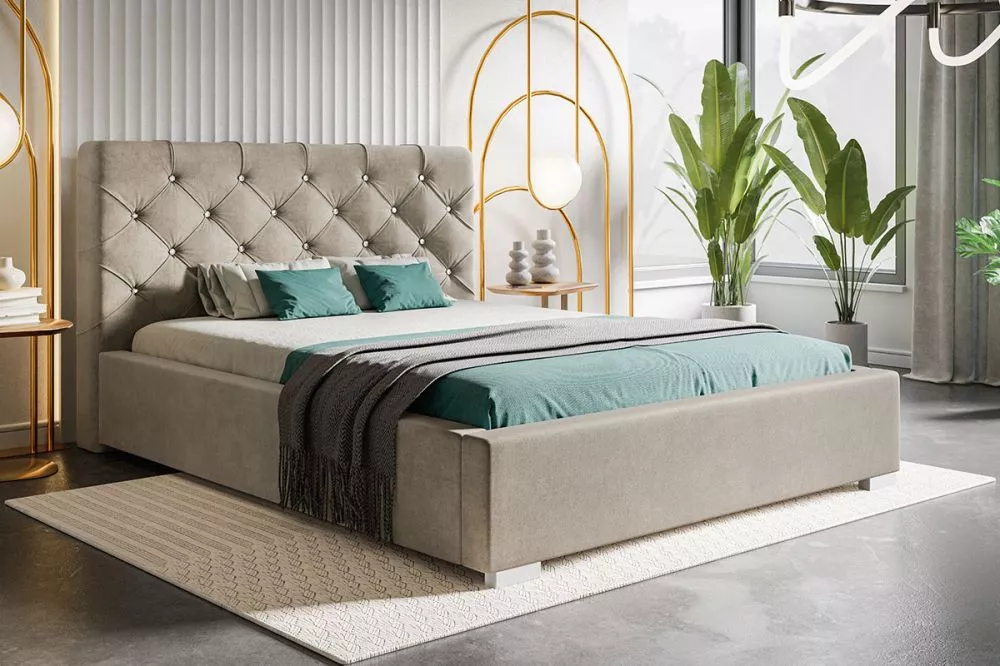 Gulta Bed 11 standard ar stelāžu Guļamvietas platums: 140 cm, Guļamvietas garums: 200 cm, stelāžas tips: koka, · Bēšs · 