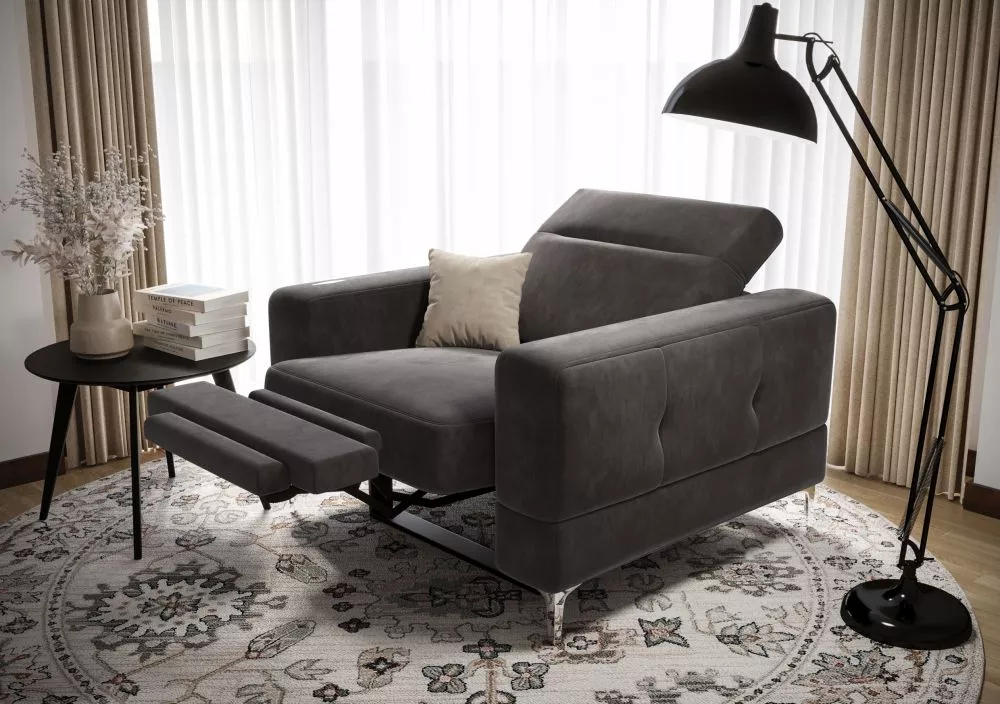 Mīksts krēsls Malibu 1S Relax standard Sēdvietas dziļums: 64 cm, · Grafīts · 104 × 95 × 90 cm