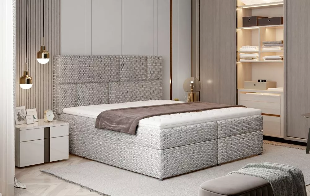Gulta Florence Boxspring Lux standard Guļamvietas platums: 140 cm, Guļamvietas garums: 200 cm, · Gaiši pelēks · 145 × 21