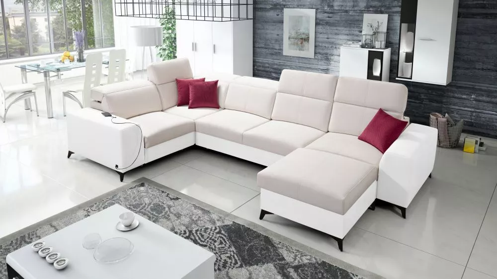 Dīvāns Belutti 4 Mix Standard · Krēma + balts · 212 × 362 × 84 cm