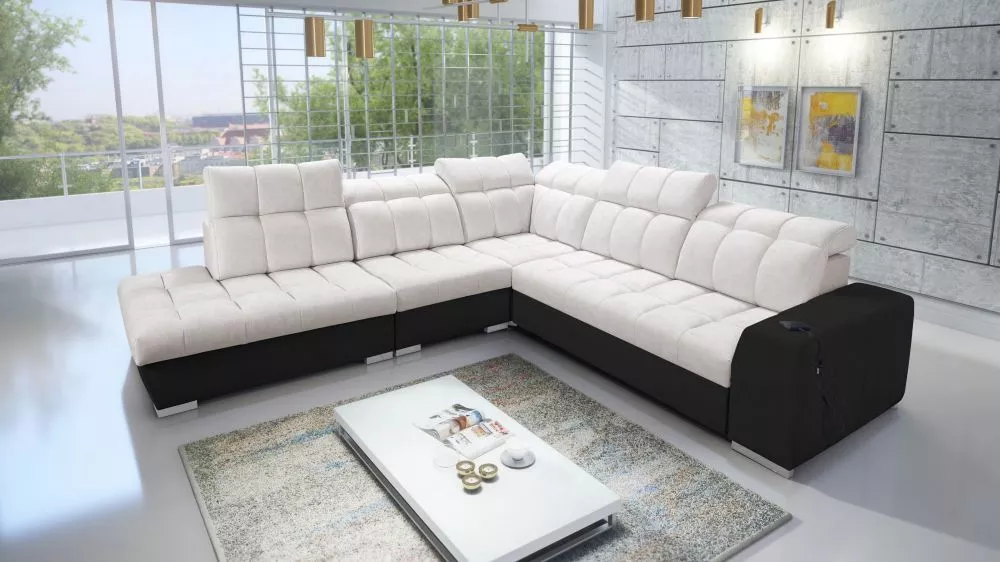 Dīvāns Pagano 9 Premium Standard · Bēšs + melns · 285 × 300 × 83 cm
