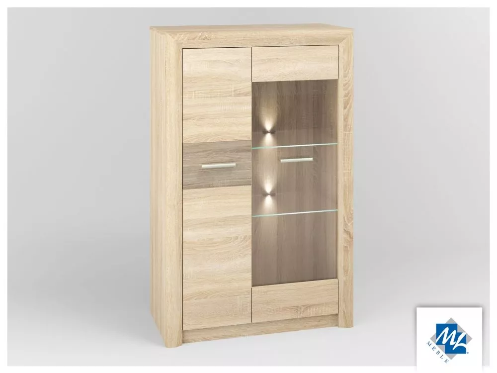 Grāmatu skapis Castel 06/S ar LED Korpusa krāsa: sonoma, Elementu krāsa: sonoma trifele, · 85 × 43 × 133 cm