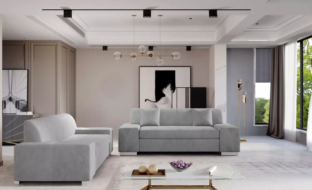 Komplekts Porto 3S+2S Lux standard · Gaiši pelēks · 90 × 210 × 98 cm