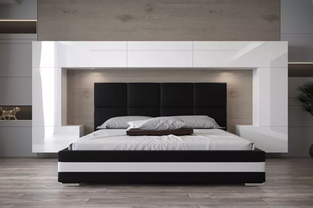 Sekcija Panama 6 Gloss ar LED · Balts · 323 × 35 × 167 cm