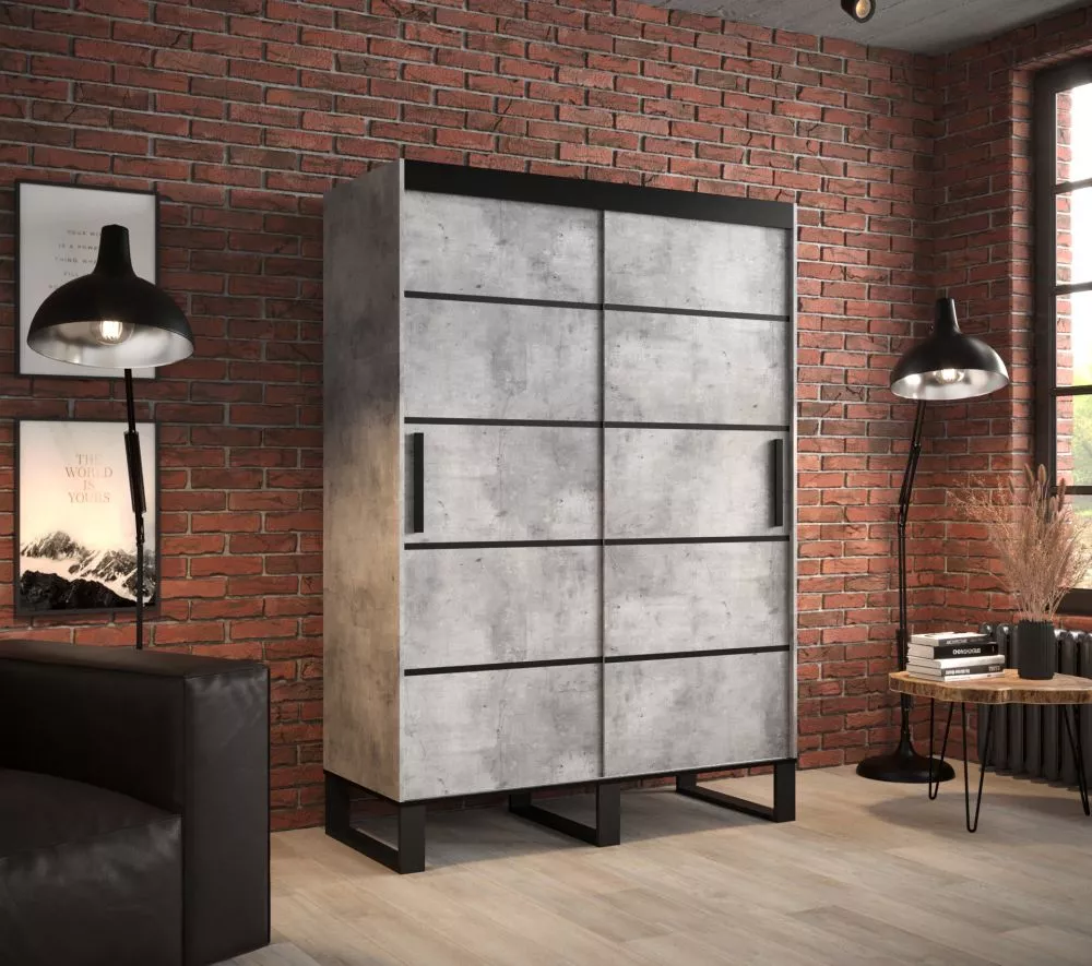 Skapis Loft V1 · Betons · 150 × 62 × 212 cm
