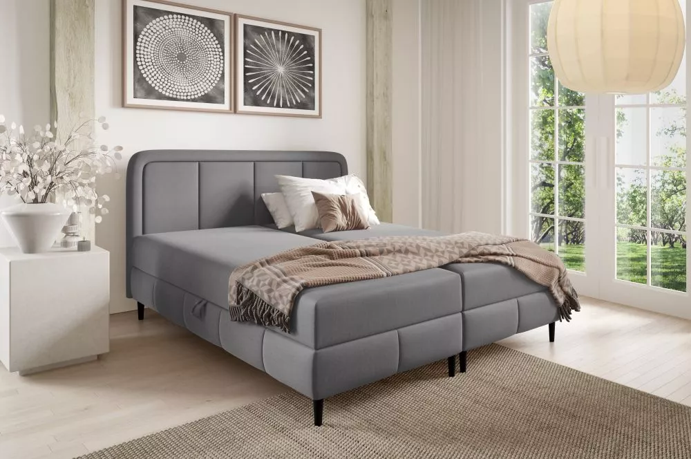 Gulta Laura Boxspring Standard Guļamvietas platums: 120 cm, Guļamvietas garums: 200 cm, · Pelēks · 122 × 205 × 91 cm