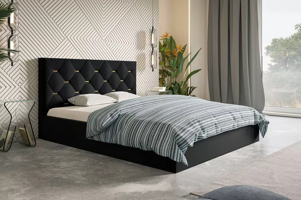 Gulta Slim 4 standard ar stelāžu Guļamvietas platums: 160 cm, Guļamvietas garums: 200 cm, stelāžas tips: koka, · Melna ·