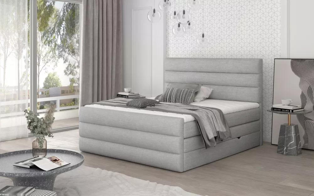 Gulta Cande Boxspring standard Guļamvietas platums: 160 cm, Guļamvietas garums: 200 cm, · Gaiši pelēks · 160 × 220 × 133