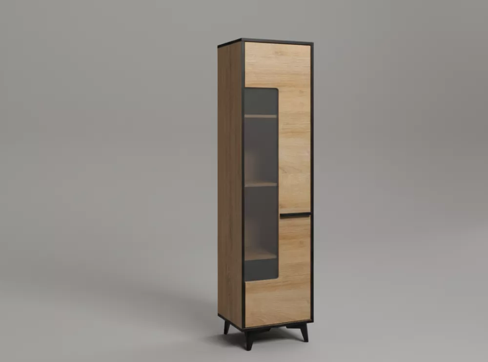 Sekcija Frida 2 W1D ar LED · Ozols riviera · 47 × 40 × 185 cm