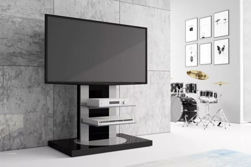 TV tumba RTV Roma 2 · Melns · 90 × 59 × 124.5 cm