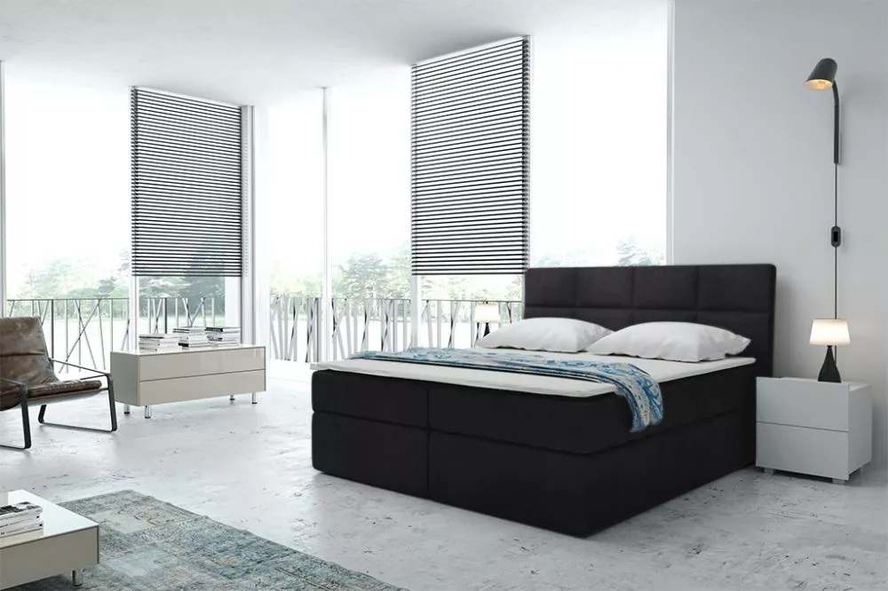 Gulta Boxspring 57 standard Guļamvietas platums: 120 cm, Guļamvietas garums: 200 cm, · Melns · 121 × 210 × 122 cm