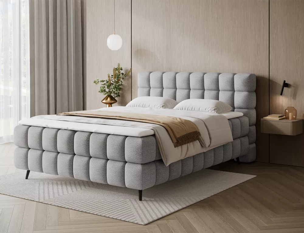 Gulta Sabeno Boxspring Standard Guļamvietas platums: 140 cm, Guļamvietas garums: 200 cm, · Pelēks · 140 × 222 × 111 cm