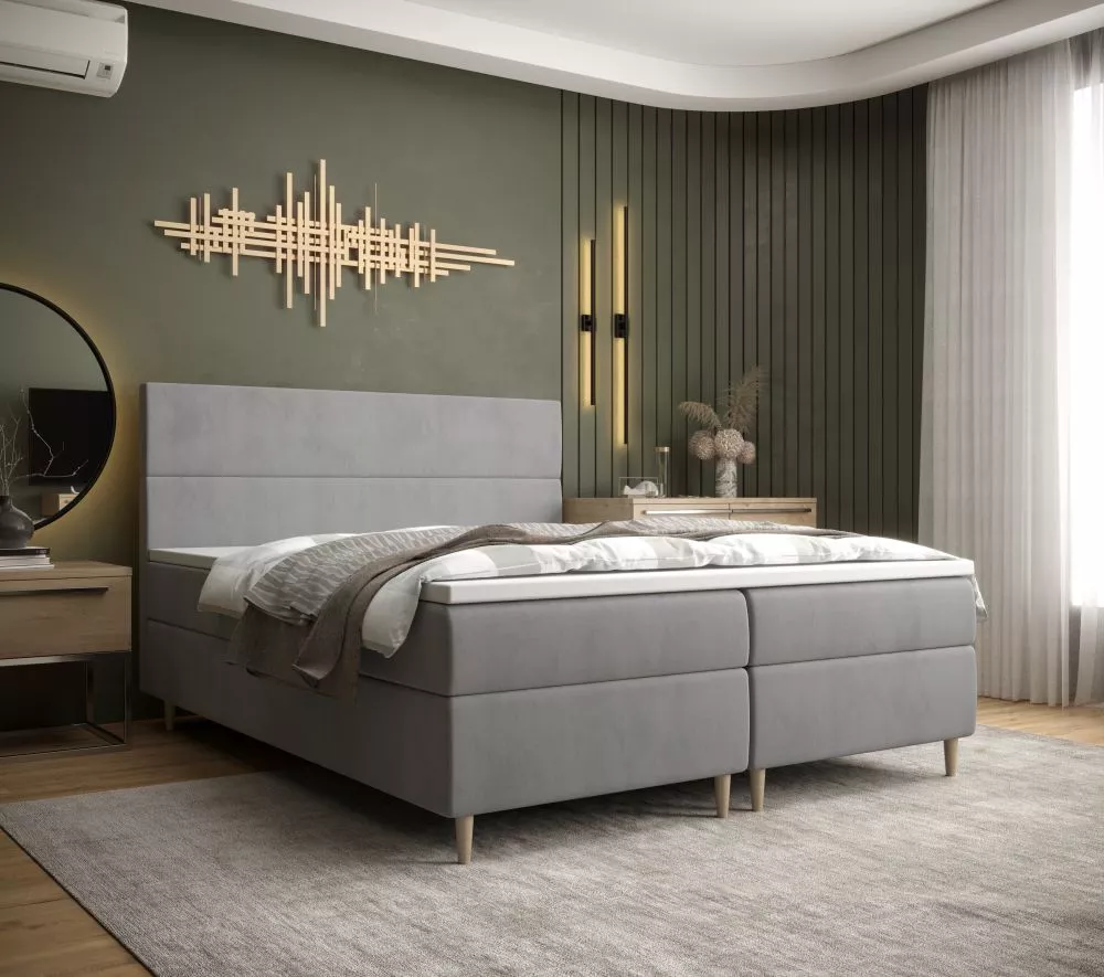 Gulta Flo Boxspring Standard Guļamvietas platums: 160 cm, Guļamvietas garums: 200 cm, · Pelēks · 165 × 114 cm