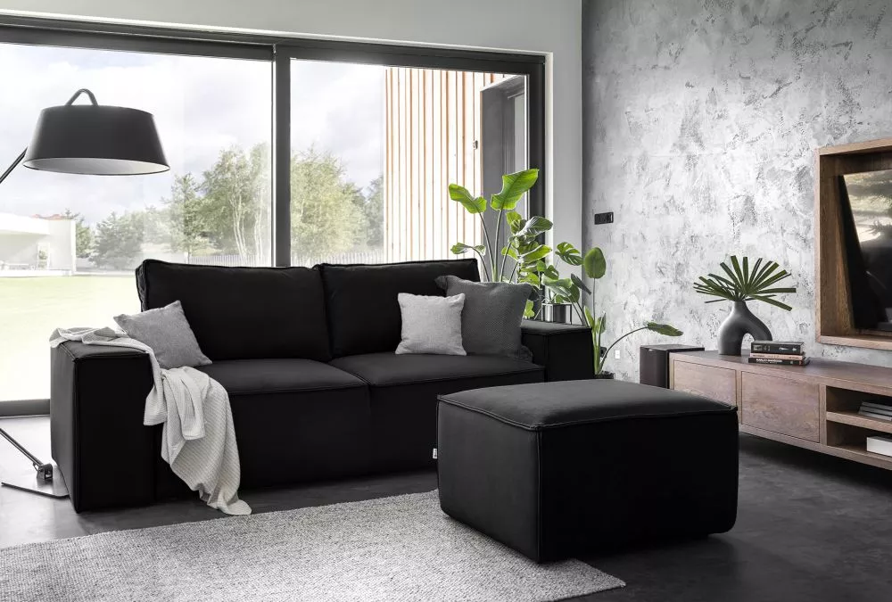 Dīvāns Silla 3S Premium Standard · Melna · 104 × 260 × 96 cm