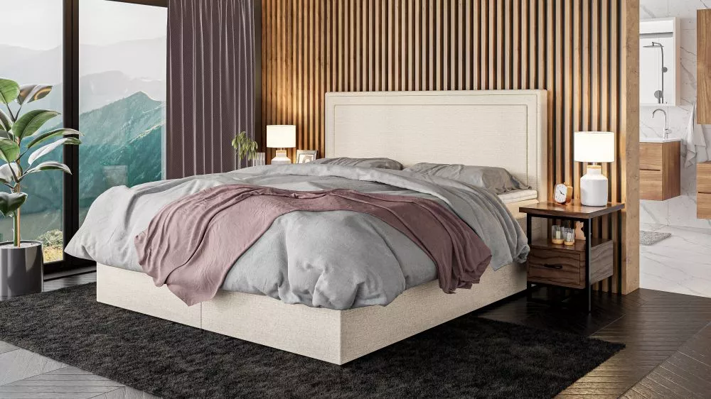 Gulta Quarto Boxspring Standard Guļamvietas platums: 160 cm, Guļamvietas garums: 200 cm, · Gaišais krēms · 160 × 207 × 1