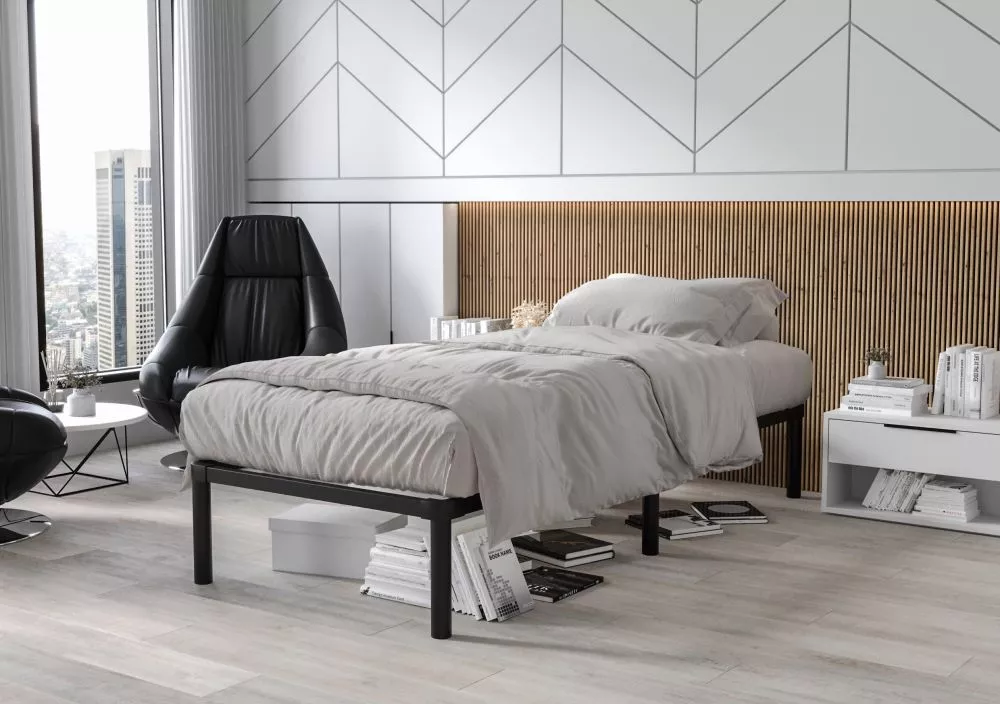 Gulta Wera ar stelāžu Guļamvietas platums: 90 cm, Guļamvietas garums: 200 cm, · Melns · 89 × 198 × 32.8 cm