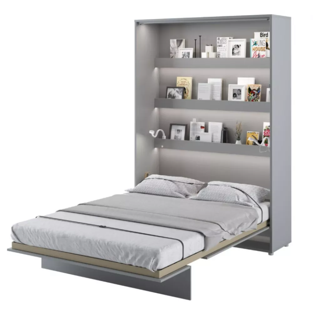 Gulta Basic Concept LED ar stelāžu Guļamvietas platums: 140 cm, Guļamvietas garums: 200 cm, stelāžas tips: koka, · Pelēk