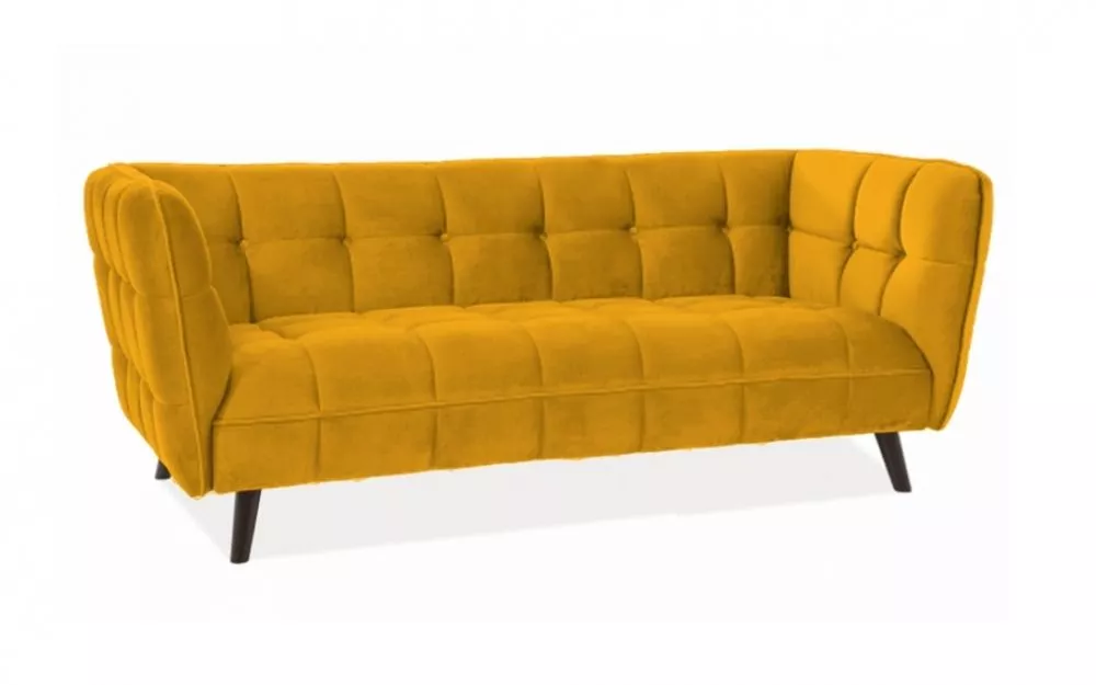 Dīvāns Castello Velvet 3 · Dzeltens · 85 × 200 × 78 cm