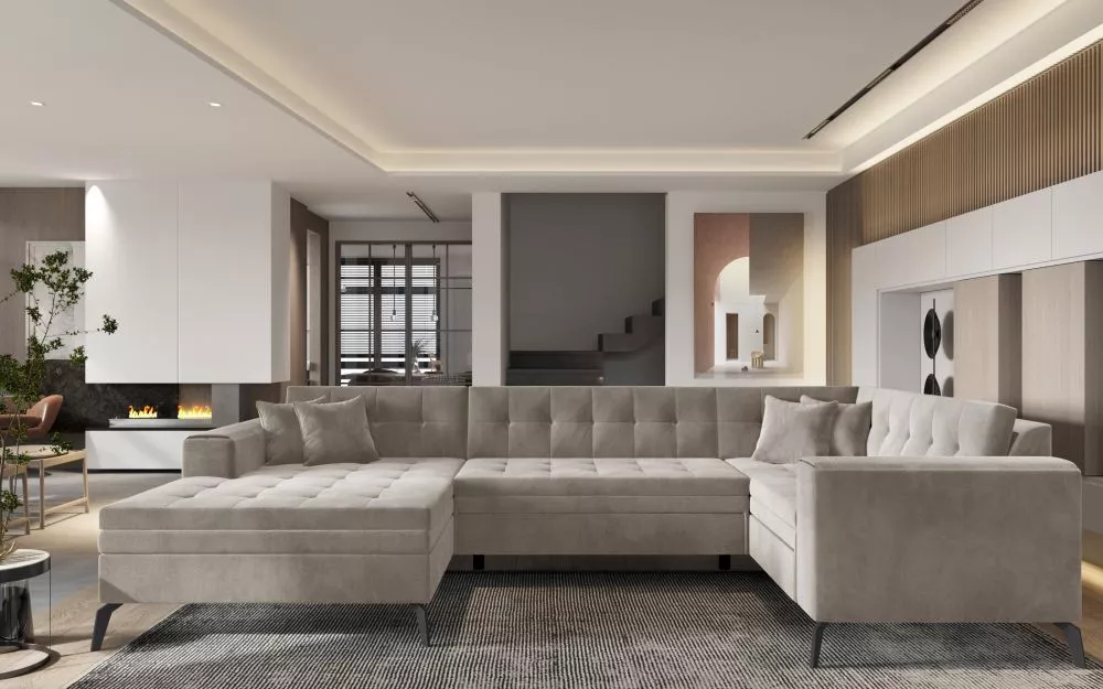 Dīvāns Montez standard · Kapučino · 180 × 340 × 93 cm