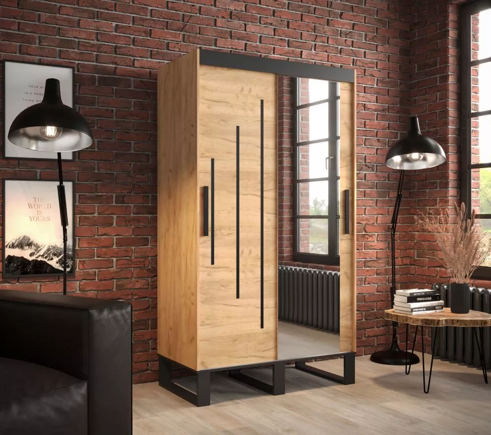 Skapis Loft Y2 · Ozols craft zelts · 120 × 62 × 212 cm