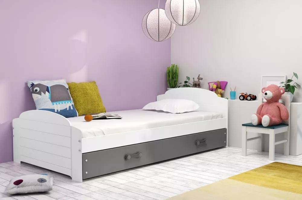 Bērnu gulta Lili Single White ar stelāžu Guļamvietas platums: 90 cm, Guļamvietas garums: 200 cm, · 97 × 206 × 61 cm