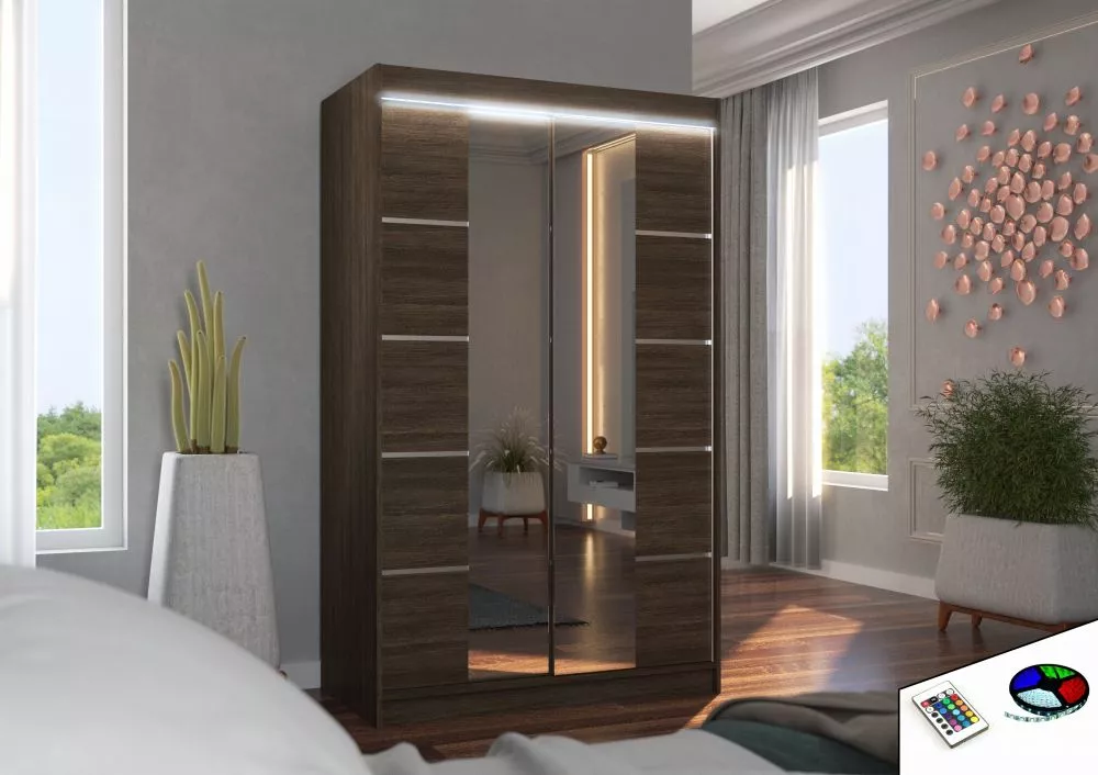 Skapis Genua ar LED · Šokolādes · 120 × 58 × 200 cm