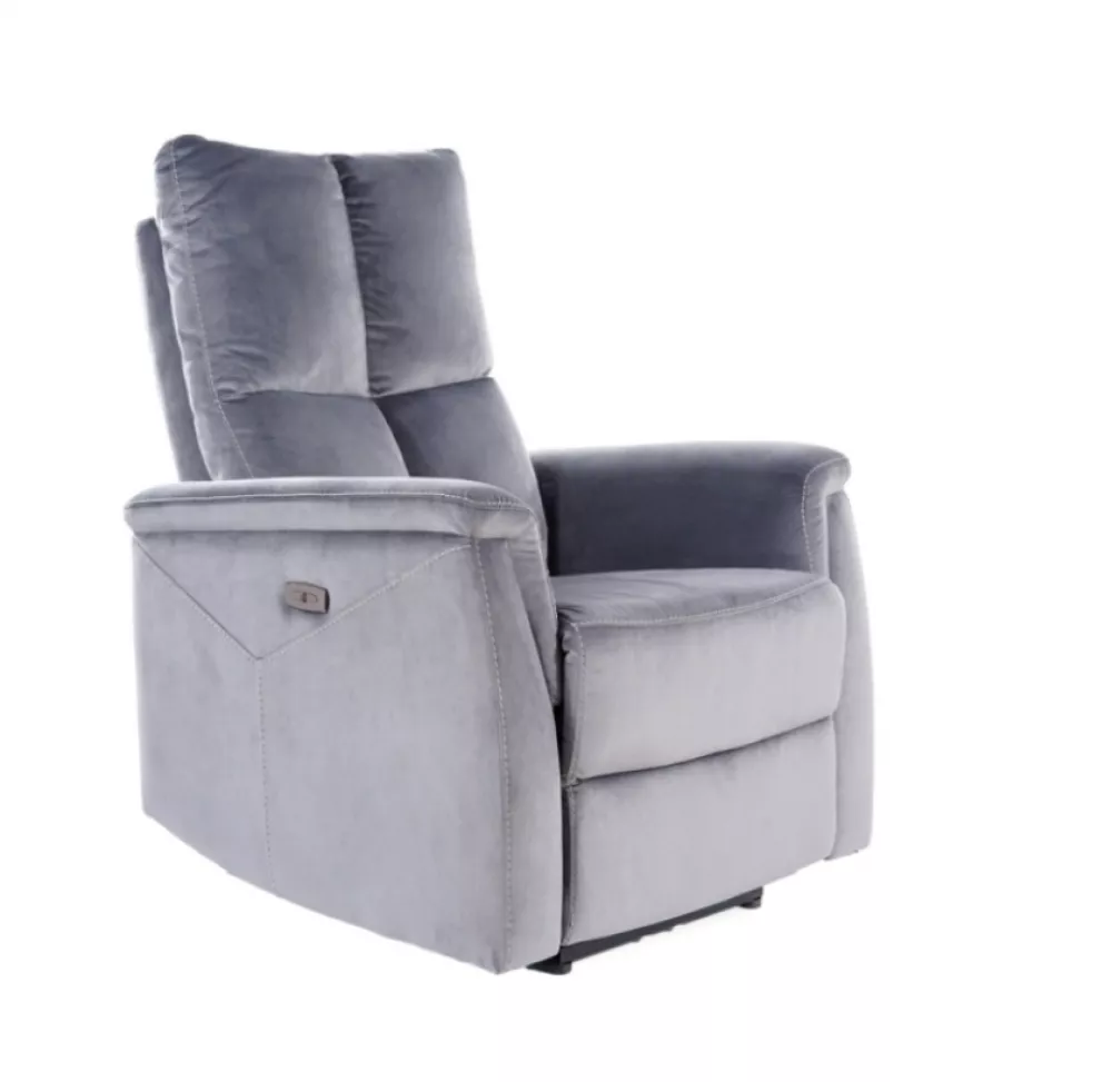 Mīksts krēsls Neptun Velvet Sēdvietas dziļums: 57 cm, Maksimālais dziļums: 160 cm, · Pelēks · 76 × 94 × 96 cm