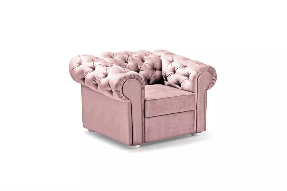 Mīksts krēsls Valentino 1S Standard Sēdvietas dziļums: 56 cm, · Rozā · 112 × 92 × 82 cm