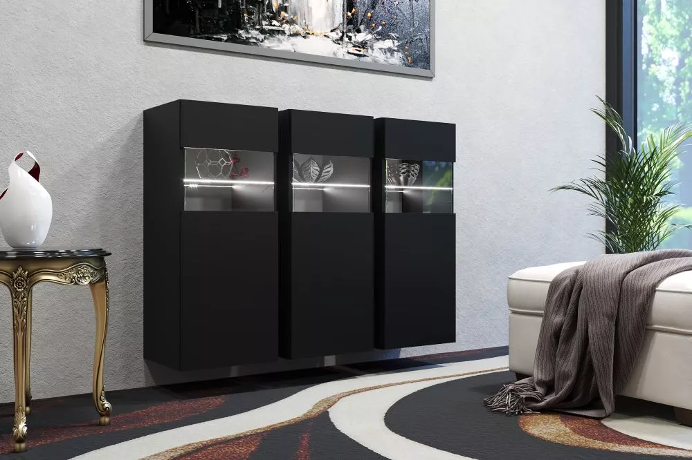 Kumode Otivar ar LED · Melns · 121 × 35 × 91 cm