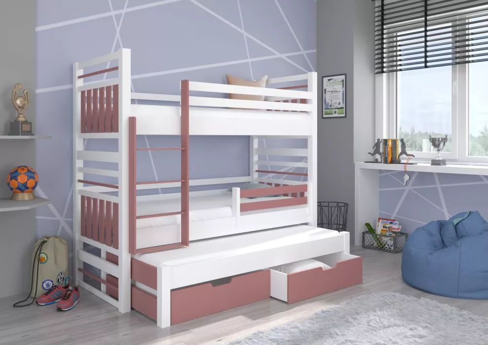 Bērnu gulta Hipolit ar stelāžām Kāpņu puse: Pa labi, Guļamvietas platums: 80 cm, Guļamvietas garums: 180 cm, · 87 × 190 